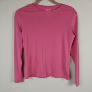 Christopher & Banks Womens Long Sleeve 100% Cotton  Solid Pink Small